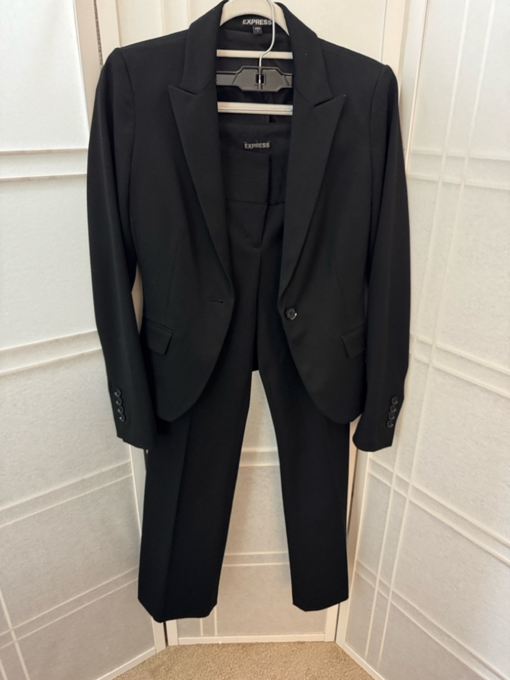 Express Black Tailored Single-Button Blazer and editor pants Suit